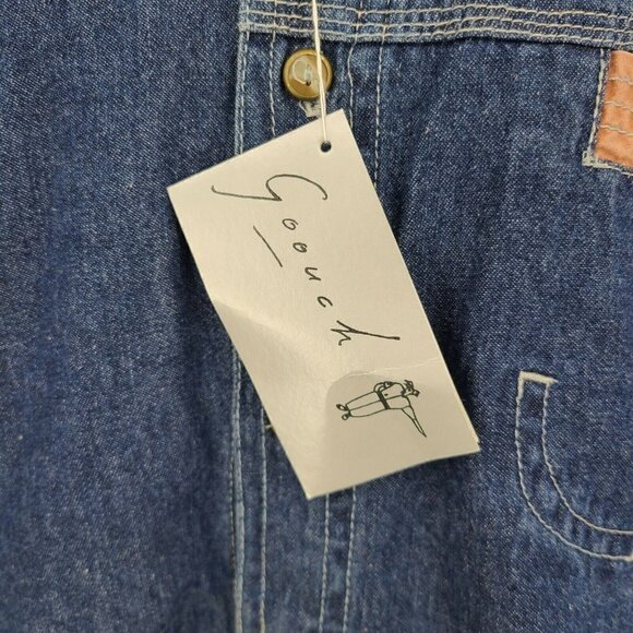 Vintage Goouch Sleeveless Denim Shirt Mens Large Button Front  Pockets - Picture 3 of 5